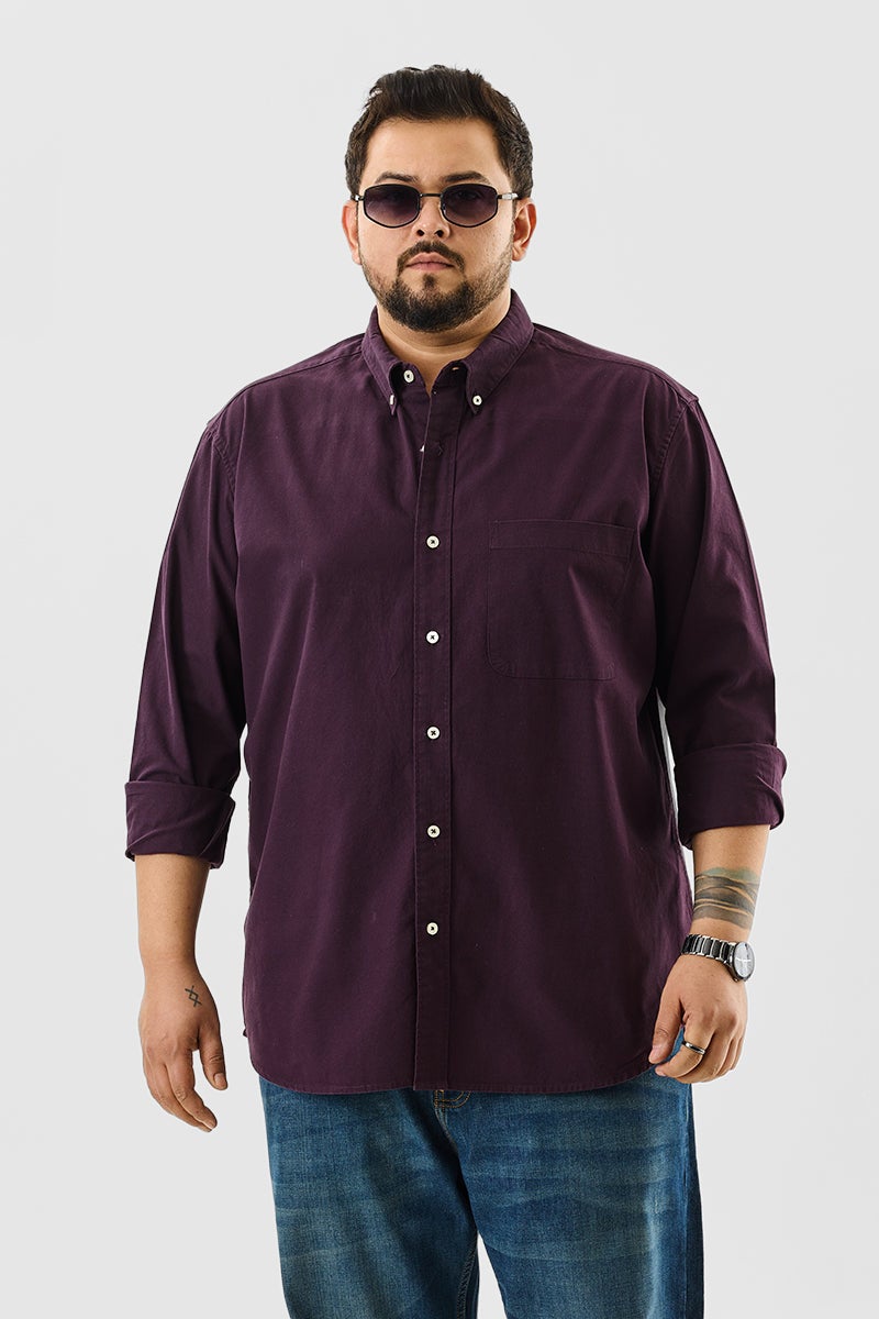 SNITCH Lucia Burgundy Plain Plus Size Shirts - Image 2